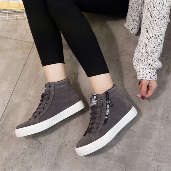 Mùa đông cộng với nhung ấm giày cotton nữ giày sinh viên ngắn giày hoang dã giày vải giày bình thường giày cao bằng phẳng giầy oxford nữ