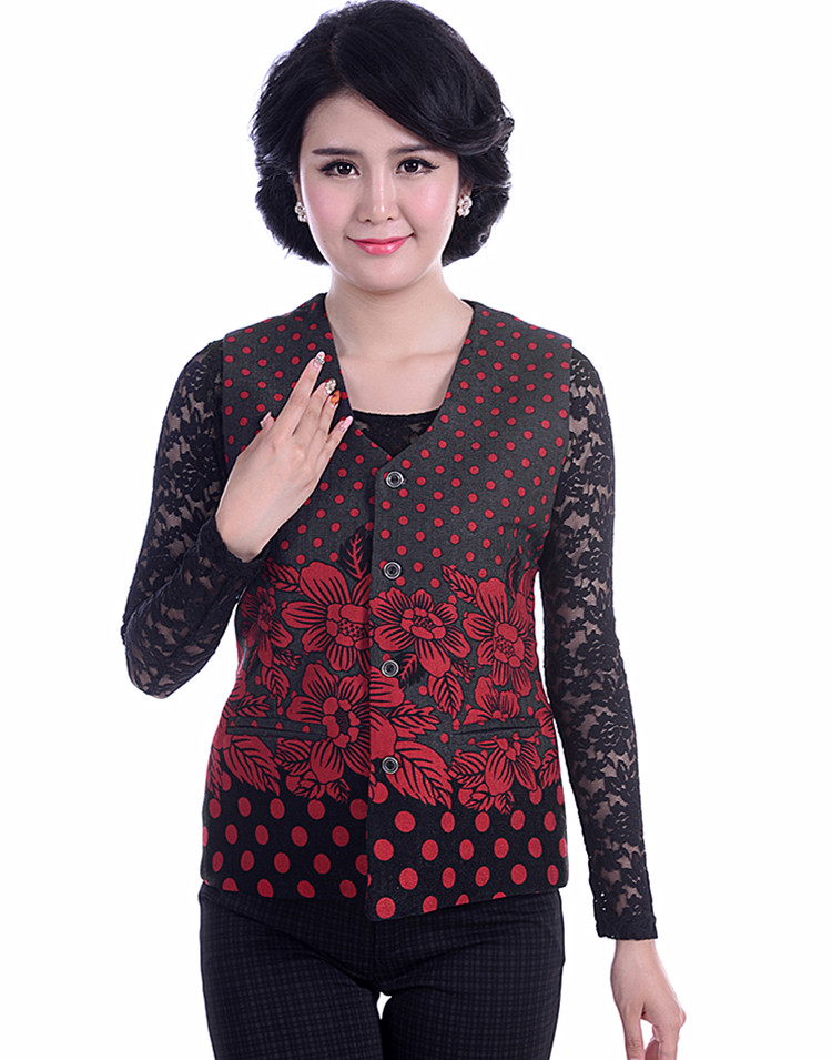 Phụ nữ trung niên mùa xuân và mùa thu áo khoác vest không có cổ áo vest bên ngoài bà già cỡ lớn áo vest mỏng mùa hè đầm dự tiệc cho người lớn tuổi