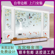 Bring your own border TV background wall wallpaper stereo living room decoration painting GOLD ATMOSPHERE WALL CLOTH 18d SUPER RELIEF PAINTING
