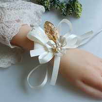 Wedding original Chinese style simple beautiful bride wrist flower bridesmaid sister group hand tie flower wedding hand flower bracelet