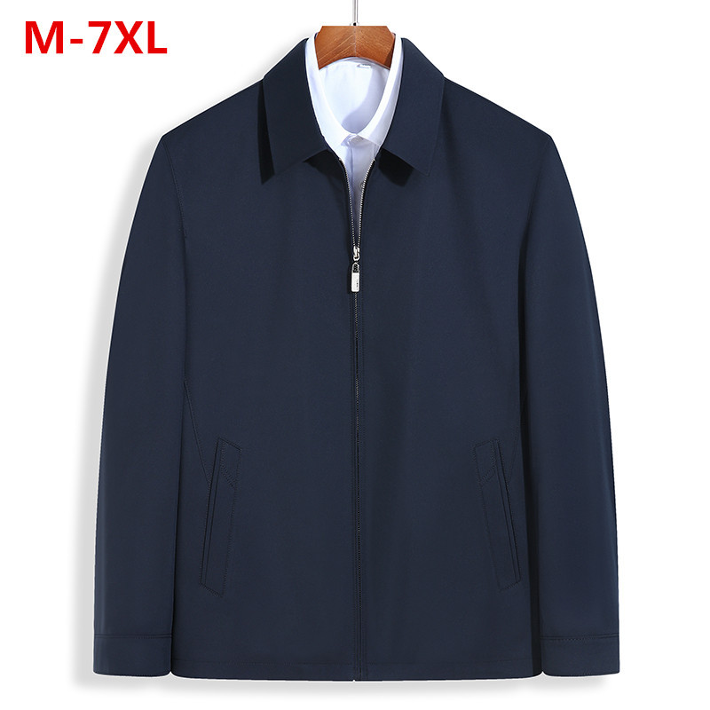 Middle-Aged and Elderly Men's Plus-Size Jacket with Large Lapel, Dad's Style, Casual Spring and Autumn Thin Coat for Big and Tall Men