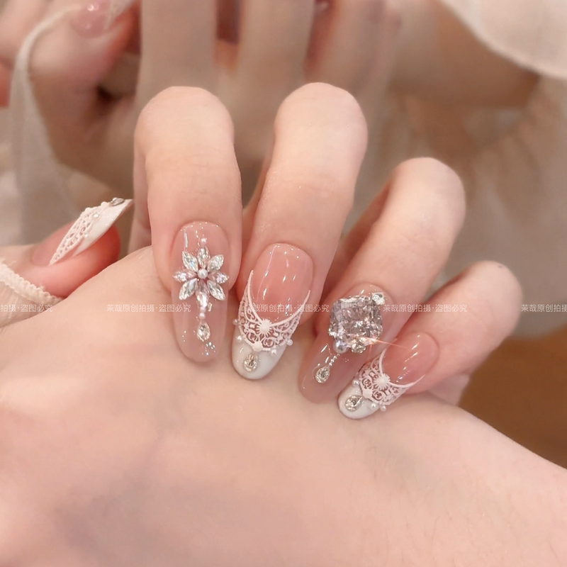 Mo Zai Original【White Lace Prologue】Wearable Nails 2026 Pure Handmade Nail Pieces Milk White Lace French Style S1689 Mo Zai Original【White Lace Prologue】Wearable Nails 2026 Pure Handmade Nail Pieces Milk White Lace French Style S1689