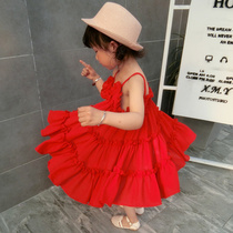Korean version of the new 1-7 years old sundress sundress beach travel dress dress female baby red little princess dress
