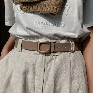 Milk Tea Color Genuine Leather Women's Belt 2022 New Fashion High-End Style to Match Jeans Belt Decorative Belt Versatile