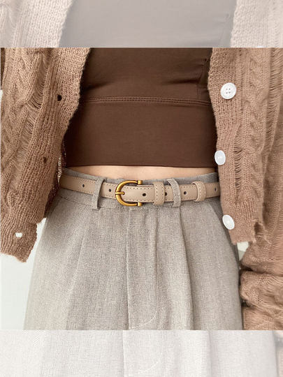 Classic Horseshoe Buckle Black Women's Belt, 2025 New Fashion High-End Belt for Women, Suitable for Jeans
