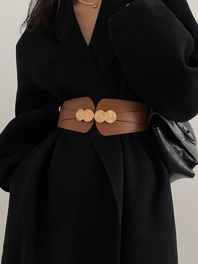 Brown Genuine Leather Women's Coat Belt, Decorative Accessory for Trench Coats and Dresses, Autumn and Winter High-End Waist Belt, 2025 New Model