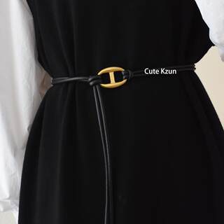 Black Leather Coat Belt for Women, Decorative, 2025 Autumn and Winter New Style, High-End Dress Waistband, Versatile and Fashionable