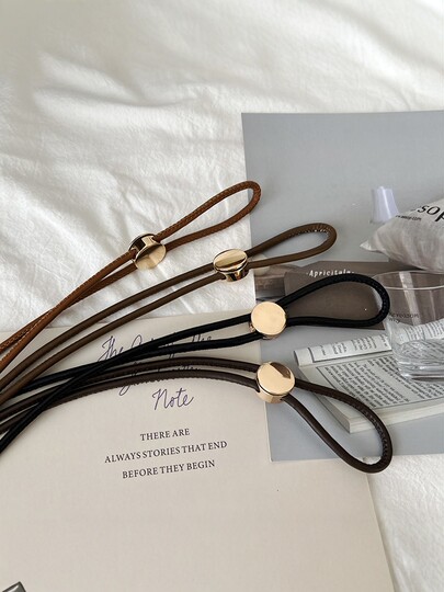 Black Genuine Leather Thin Belt for Women, Decorative Accessory for Dresses, 2025 New Style, High-End Waist Rope, Versatile Design for Women