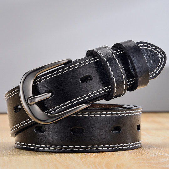 White Genuine Leather Jeans Belt for Women, 2025 New Style, Unique and Fashionable, Suitable for Suits, Wide Belt, Decorative Belt for Women