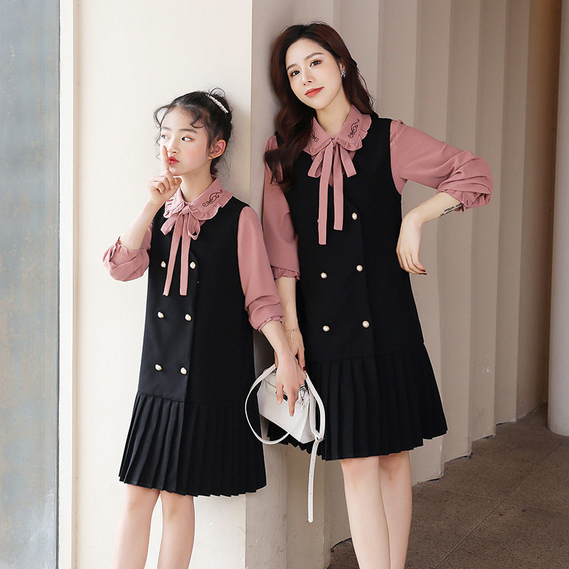 Fried street parent-child suit Mori mother-daughter casual two-piece Western-style vest skirt 2021 new trendy spring fashion