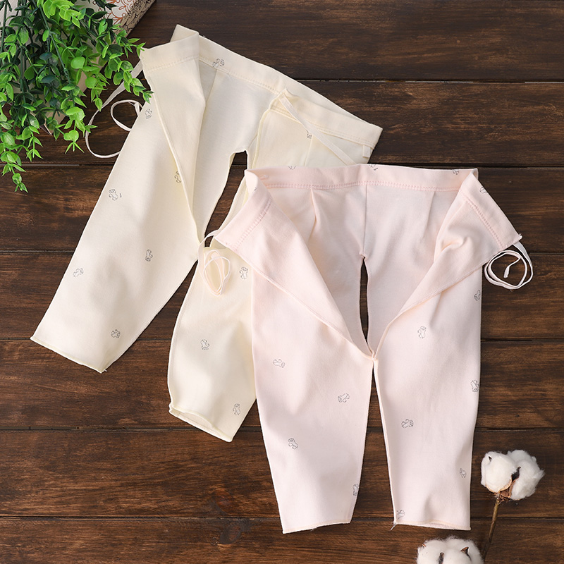 Newborn baby pants boneless cotton 0-3 months new born baby spring and autumn models with lace-up waist four seasons open file