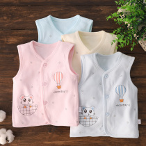 Newborn baby pure cotton double layer small waistcoat male and female baby sleeveless jacket double spring autumn child outwear kan shoulder