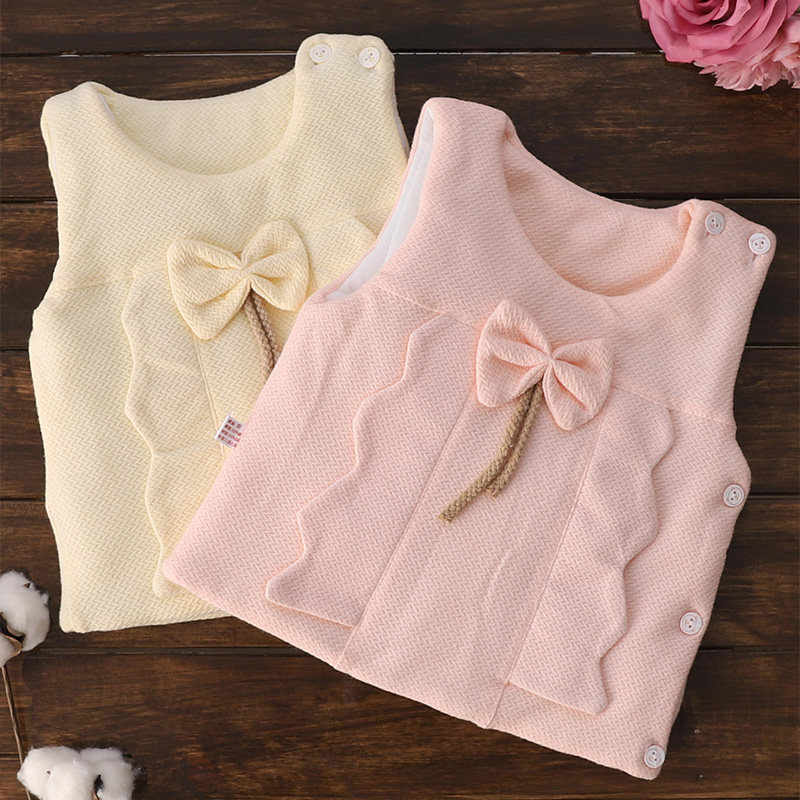 3 months Spring Festival freshman baby warm vest 6 baby Winter shoulder button clip cotton Camper side open sleeveless jacket