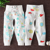 Spring and Autumn Mens and Womens Baby Open Pants Thin Newborn High Waist Pants Belly Button Pants Baby Summer Cotton Pants