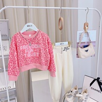 Girls suit for autumn new Korean childrens loose BAO WEN letter suit little girl with a long sleeve topper tide