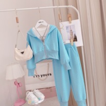 Girls Drilling Kit 2022 Spring Clothing New Childrens Casual Hurry Sports Clothes Network Red Girls Tide