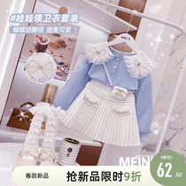 Girlssuit 2022 Spring Clothes 2022 new childrens big children Han - Edition sweet butterfly knot dress dress