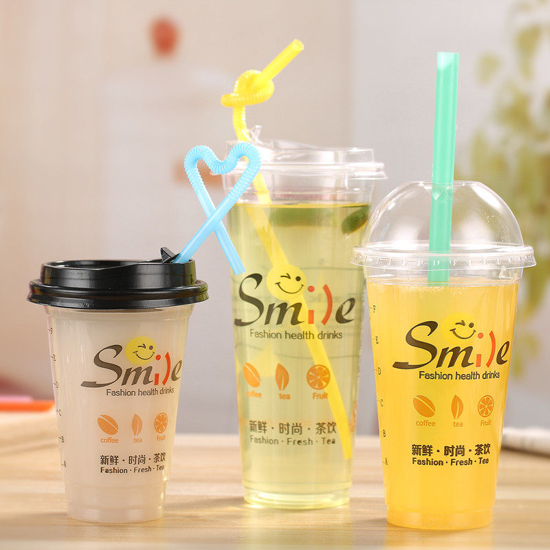 90 caliber disposable plastic cup 600 milk tea cup 500 lemonade drink thin Cup 700ml Cup customized