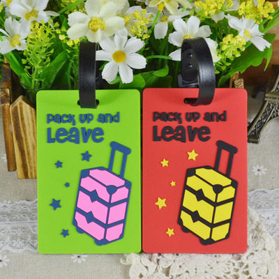 Promotional creative personality young fashion cartoon PVC soft silicone travel luggage card boarding pass