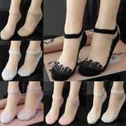 (Four Seasons 8 cặp) Socks Womens Socks Crystal Glass Stockings ren vô hình Socks Thuyền Socks Ladies Thu Stockings.