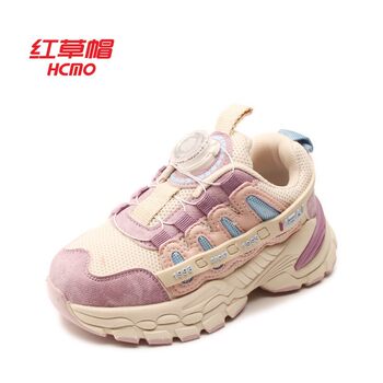 Red straw hat sports style autumn breathable children's sports shoes girls velcro thick-soled dad shoes t0133202