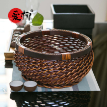 Fruit basket household woven rattan basket kitchen tabletop rattan basket storage basket snack sundry basket round steamed bun basket