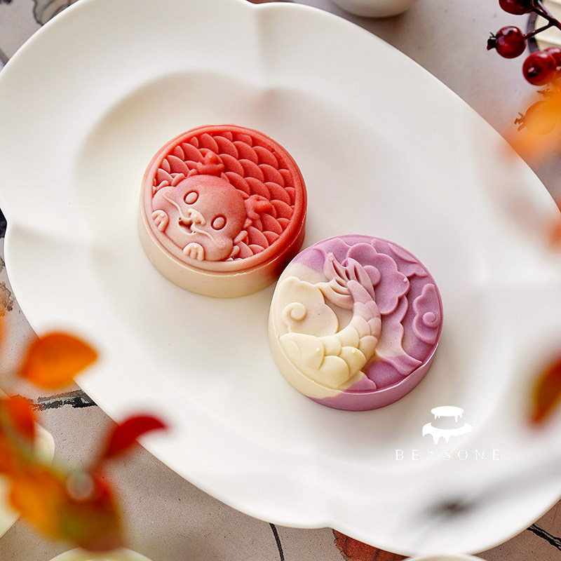 50 gr 50 gr 75 Krones New Year's New Year cheerful dragon tail green bean pastry Mountain leather wide hand pressure mooncake mold-Taobao