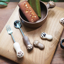 Inexplicable cat preferably X Meow With Type (Cat Claw Spoon Fork) Positive Meal Day Style Cutlery Cutlery Fork Delivery Gift