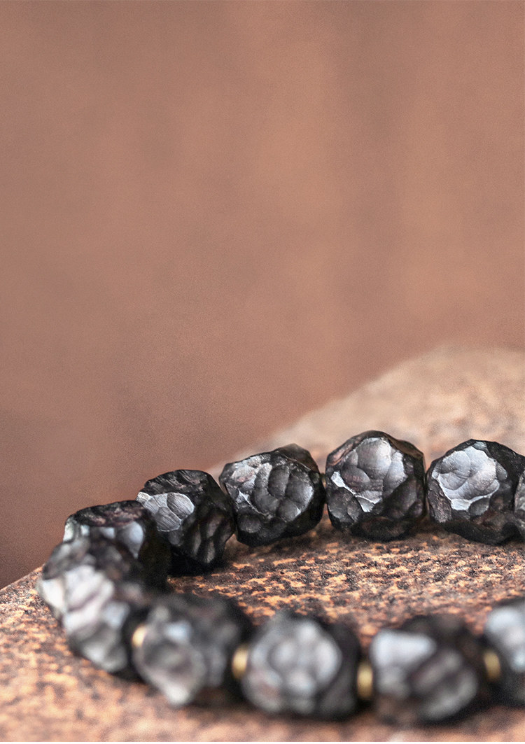 天然石ブレスレット 12mm ビーズ 黒檀×天然石デザイン 重厚感 メンズ レディース兼用 ユニセックスアクセサリー