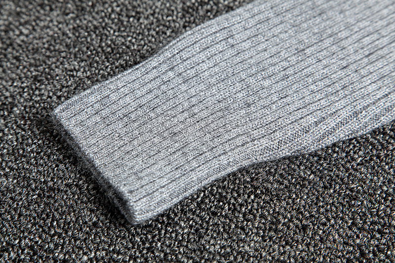 Áo len nam cổ tròn tinh khiết cashmere hai dây dày cổ tròn áo len co giãn màu xám. - Áo len Cashmere áo da nam cao cấp