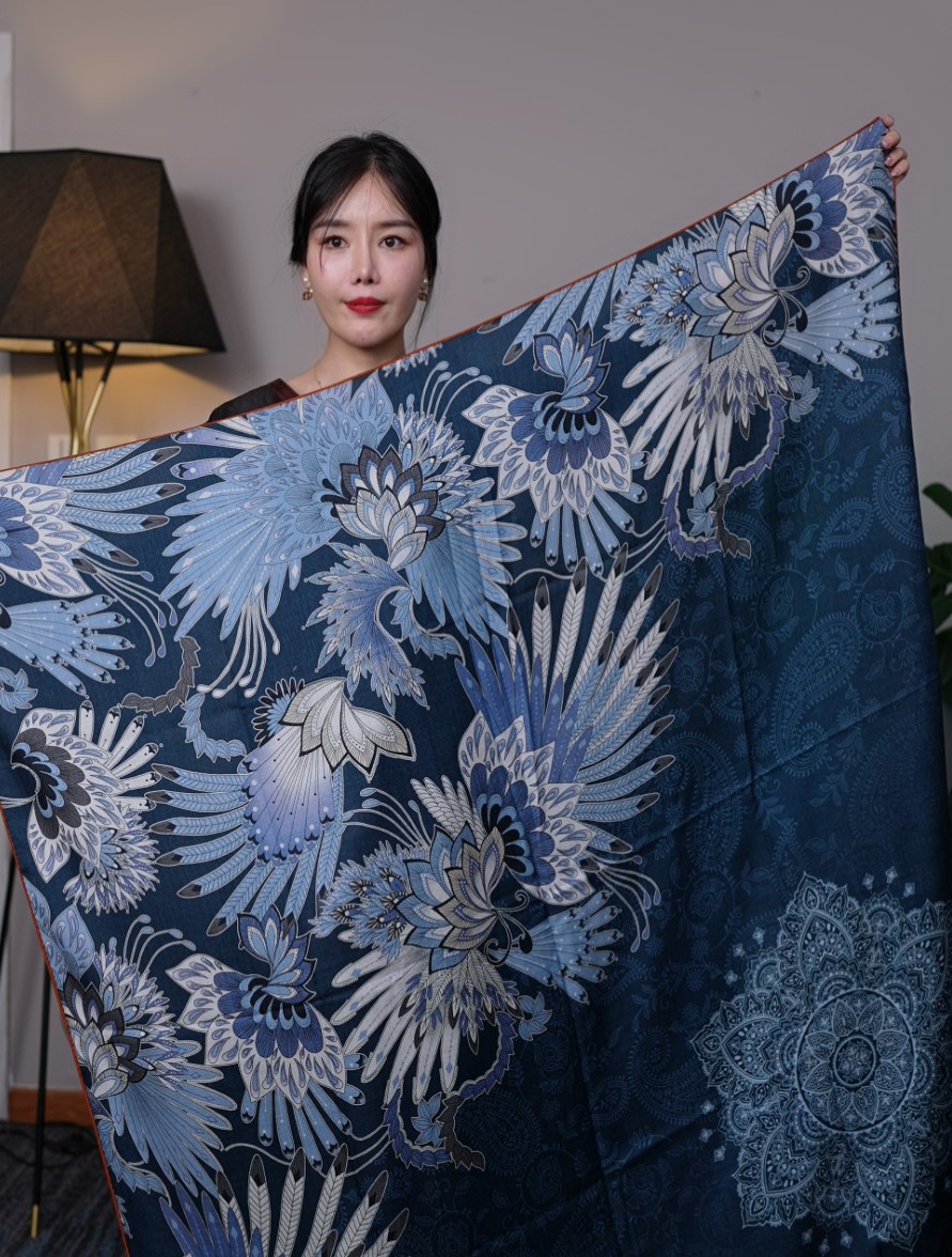 Silk fan silk scarf mulberry silk high-grade silk woolen scarf for women
