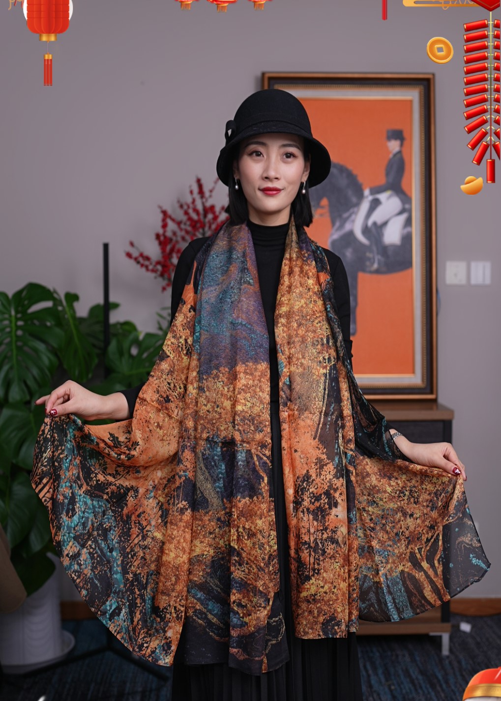 Silk fans mulberry silk chiffon 110*190 scarf female shawl long scarf golden years