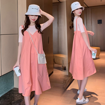 Pregnant Women summer dress 2020 fashion loose slim cover belly two sets tide mother long summer skirt