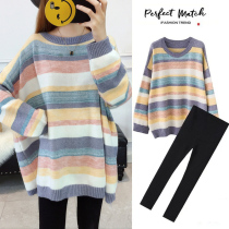 Maternity dress spring and autumn suit Korean fashion knitted cotton sweater Net red Foreign Air winter coat pants two-piece set