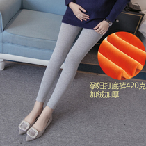 Pregnant women leggings autumn and winter style plus velvet padded maternity pants wear fashion Winter belly pants Joker little feet