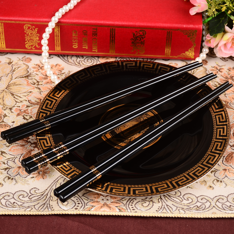 Gude high-end tableware ceramic chopsticks bright black light luxury European court black gold chopsticks bone china 10 pairs gift box