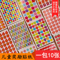 10 Childrens reward stickers kindergarten face stickers painting paper children teachers praise stickers Primary School students small red flowers smile stars love Apple thumb performance stickers baby stickers