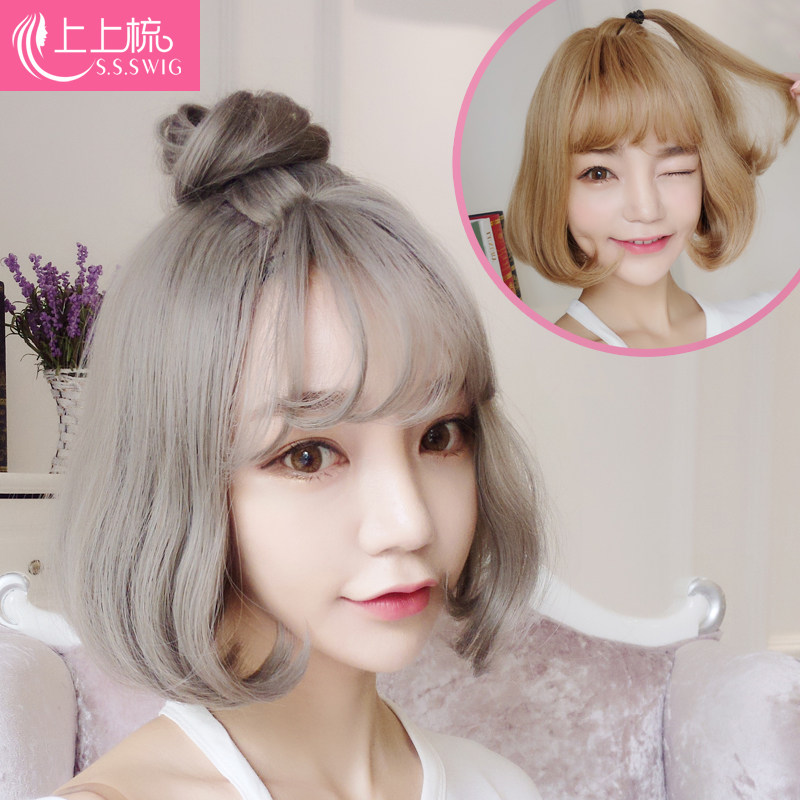 假发女生空气刘海逼真丸子头假发套梨花头短卷发蓬松中分短发韩版