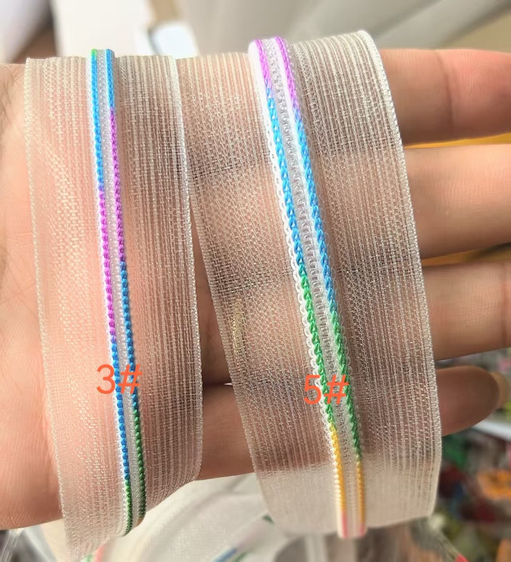 Ykk Genuine Rainbow-Colored Transparent Gradient Nylon Zipper Size 3 and 5, Pack of 1.0m with Free Shipping