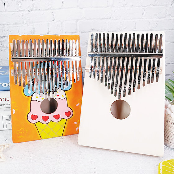 Kalimba diy 손으로 그린 ​​빈 10 톤 17 톤 엄지 피아노 아트 페인팅 어린이 수제 DIY 재료