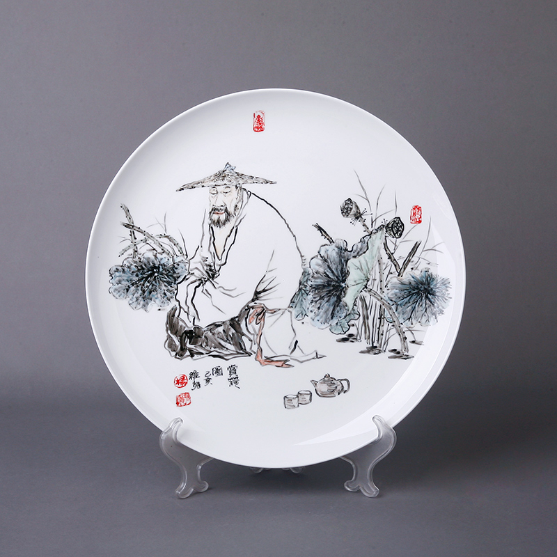 Tangshan ipads porcelain works home plate works from the DIY painting calligraphy Chinese paintings show plate of furnishing articles