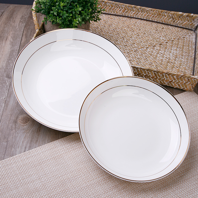 Tangshan ipads porcelain dish dish home soup plate deep dish creative ceramic round the see colour white plate fruit dishes