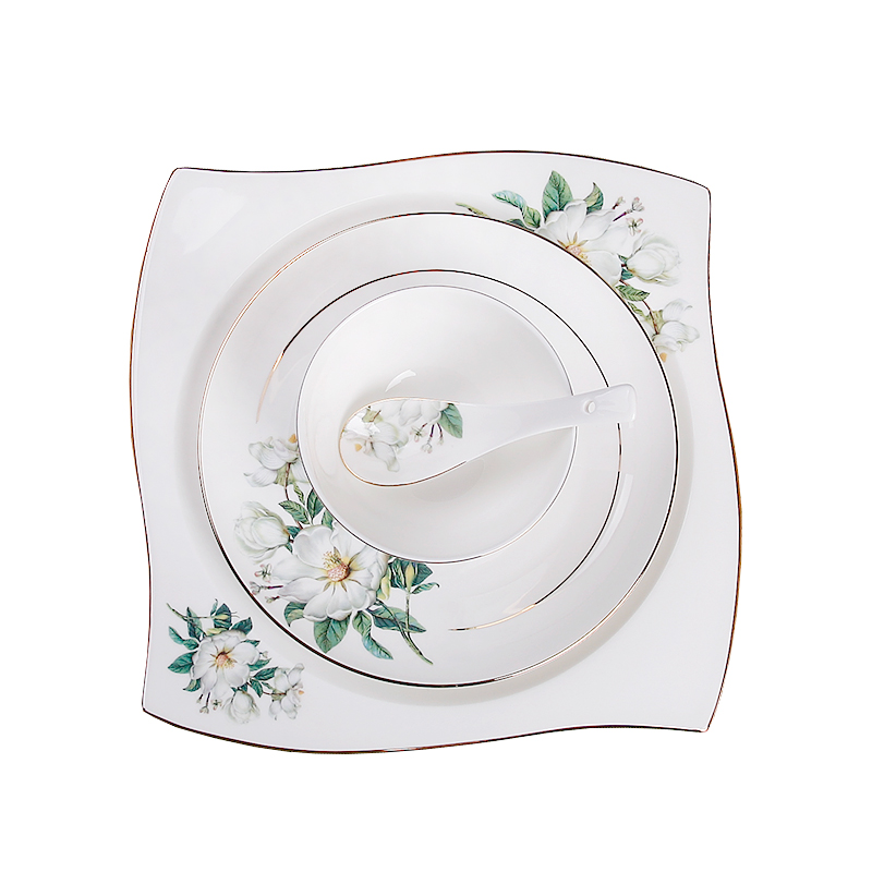 Ipads China tableware suit household porcelain dishes suit western food steak plate kapok ceramic plate