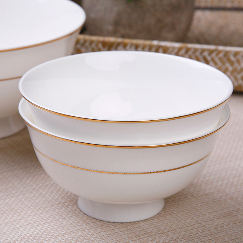 Tangshan ipads porcelain high rainbow such as bowl bowl of rice bowls household ceramics pure white soup bowl bowl of Chinese style suit against the hot dishes