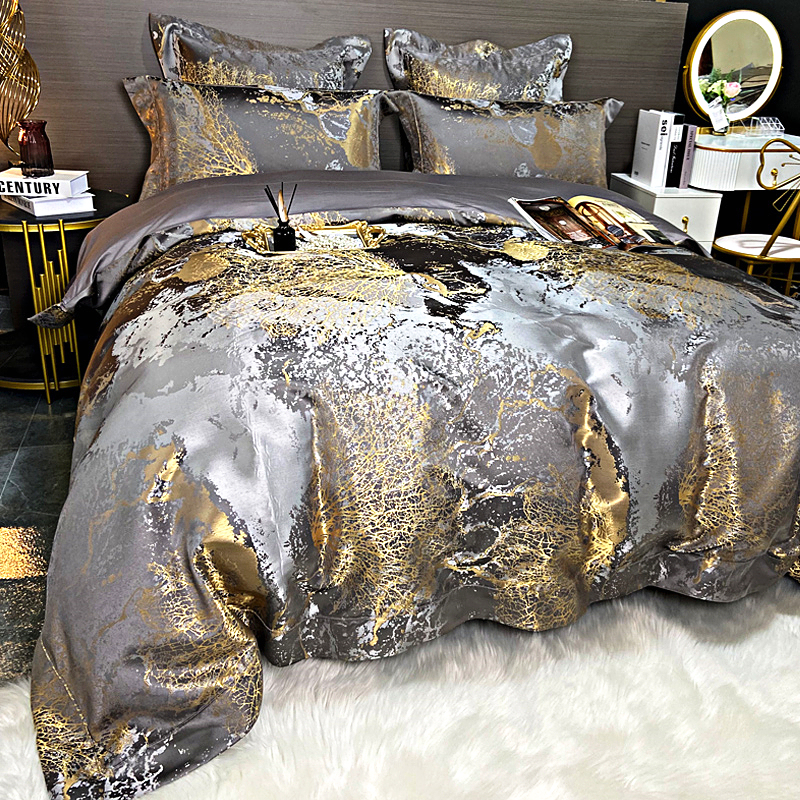 High-End Light Luxury Pure Cotton Bedding Six-Piece Set European-Style Luxury Satin Jacquard All-Cotton Four-Piece Set High-End Duvet Cover