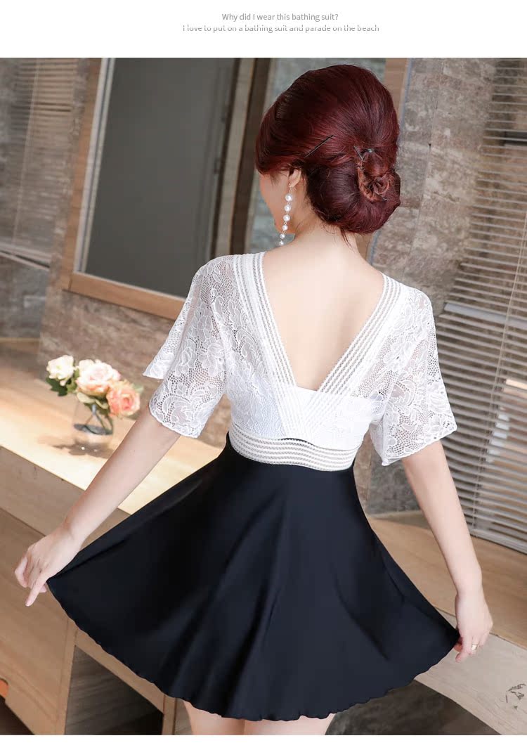 Áo tắm một mảnh nữ bảo thủ ren trung niên mẹ áo tắm áo tắm che bụng mỏng váy kiểu dáng áo tắm spa cỡ lớn bikini một mảnh khoét eo