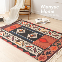 Moroccan cotton linen carpet Minroom decoration ground floor Dining Room Tea Table Mat Bedside Blanket Camping Picnic Mat Machine Washable