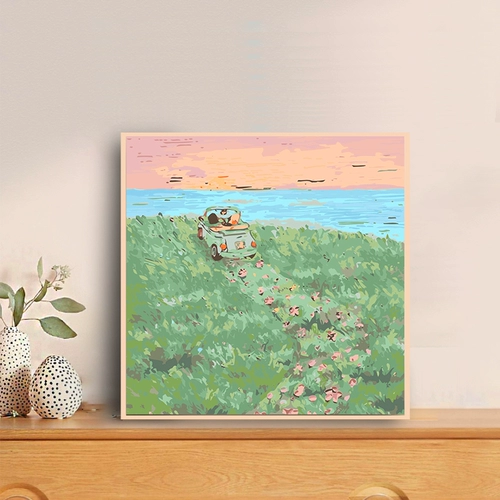 Во второй половине дня роза DIY Цифровая масляная живопись -симпатичная кошачья рука, наполненная маслом, девочка, сестра сестра Сякуи, сестра декоративная картина