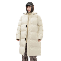 Real Vis down cotton clothing Winter Thickened Cotton Padded Jacket Jacket Medium Long warm lovers Army Grand coat with cap cotton clothing