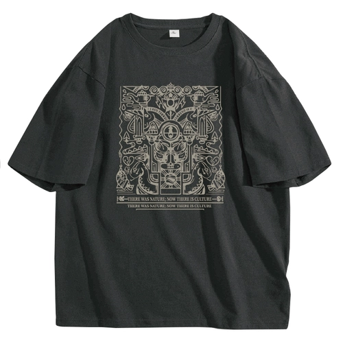 Мужская летняя трендовая хлопковая футболка с коротким рукавом, оверсайз